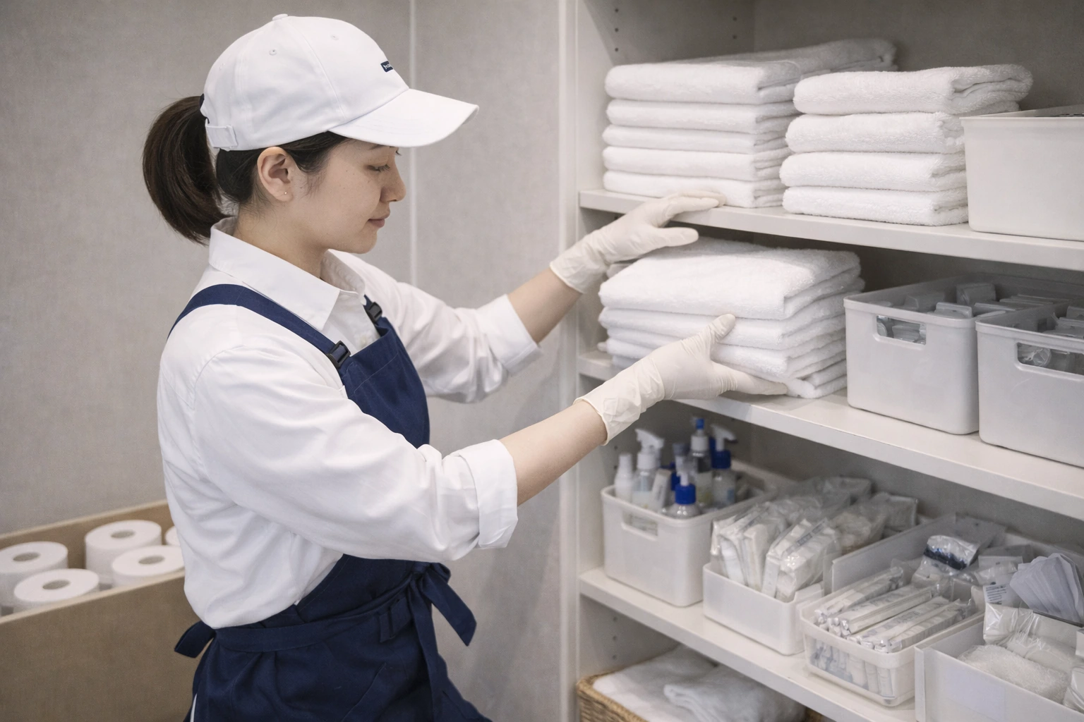 備品やタオルの準備イメージ